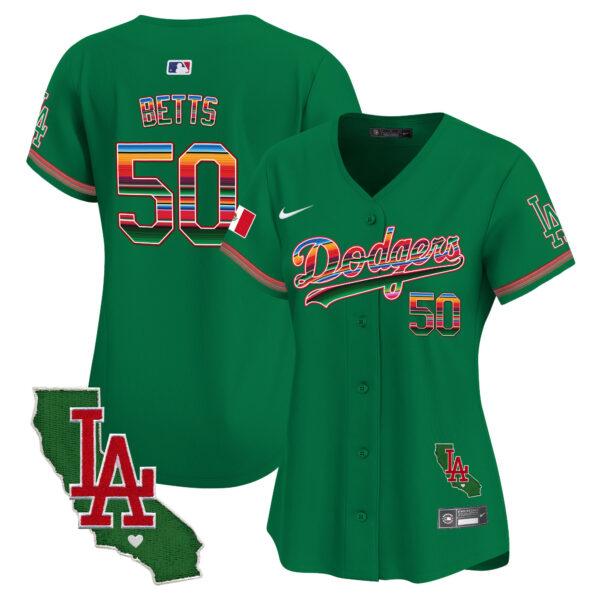 Women's Dodgers Mexico California Patch Vapor Premier Limited Jersey V2 - All Stitched - Image 35