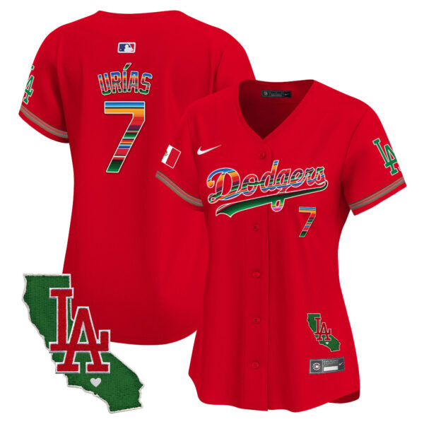 Women's Dodgers Mexico California Patch Vapor Premier Limited Jersey V2 - All Stitched - Image 47