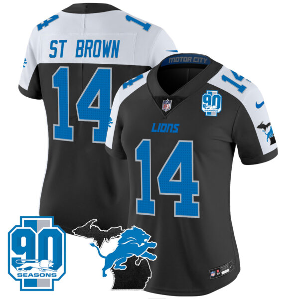 Women's Detroit Lions 2024 Michigan & 90th Year Patch Vapor Jersey - All Stitched - Image 3