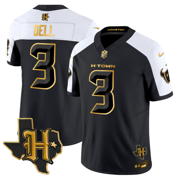 Men's Houston Texans 2024 Texas Patch Gold Vapor Limited Jersey - All Stitched - Image 4