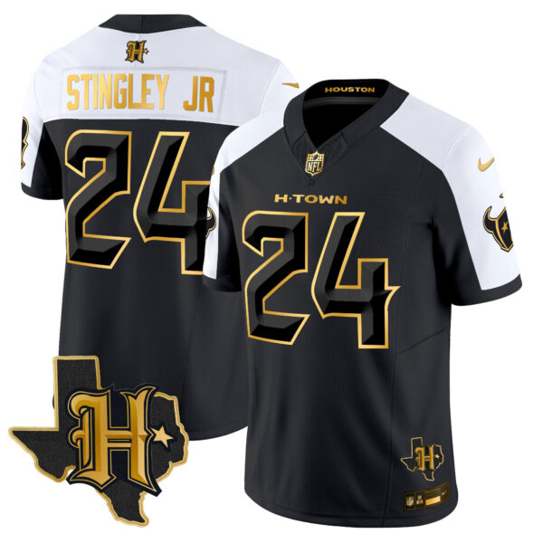 Men's Houston Texans 2024 Texas Patch Gold Vapor Limited Jersey - All Stitched - Image 5