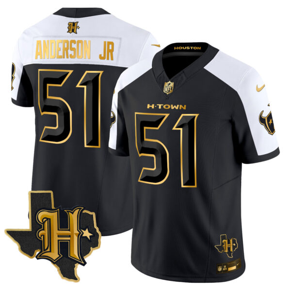 Men's Houston Texans 2024 Texas Patch Gold Vapor Limited Jersey - All Stitched - Image 7
