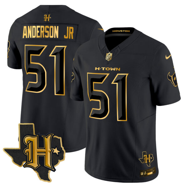 Men's Houston Texans 2024 Texas Patch Gold Vapor Limited Jersey - All Stitched - Image 25