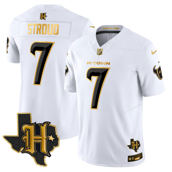 Men's Houston Texans 2024 Texas Patch Gold Vapor Limited Jersey - All Stitched - Image 28