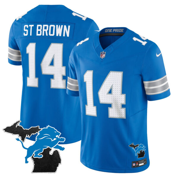 Men's Detroit Lions 2024 Michigan Patch Vapor Limited Jersey - All Stitched - Image 24