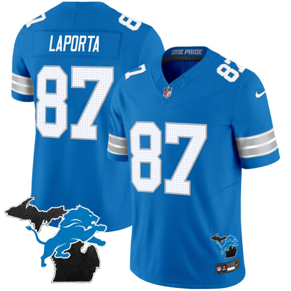 Men's Detroit Lions 2024 Michigan Patch Vapor Limited Jersey - All Stitched - Image 27