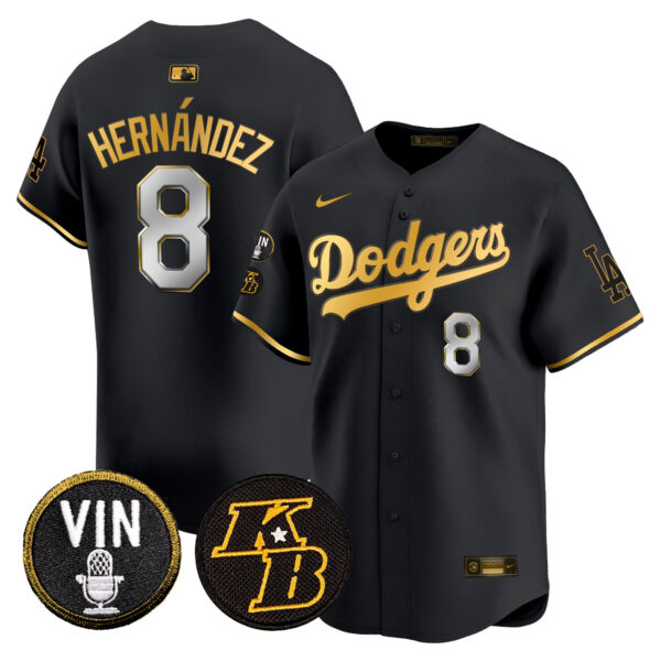 Men's Dodgers Vin & Kobe Patch Gold Trim Vapor Premier Limited Jersey - All Stitched - Image 6