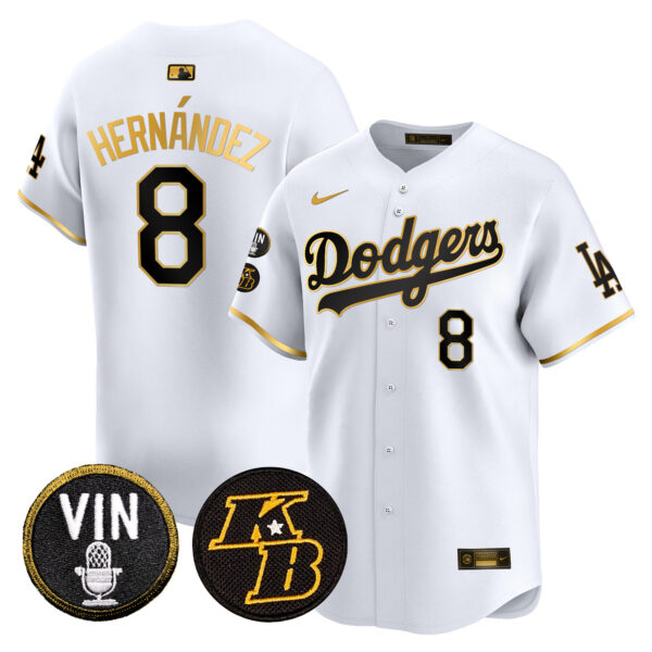 Men's Dodgers Vin & Kobe Patch Gold Trim Vapor Premier Limited Jersey - All Stitched - Image 14