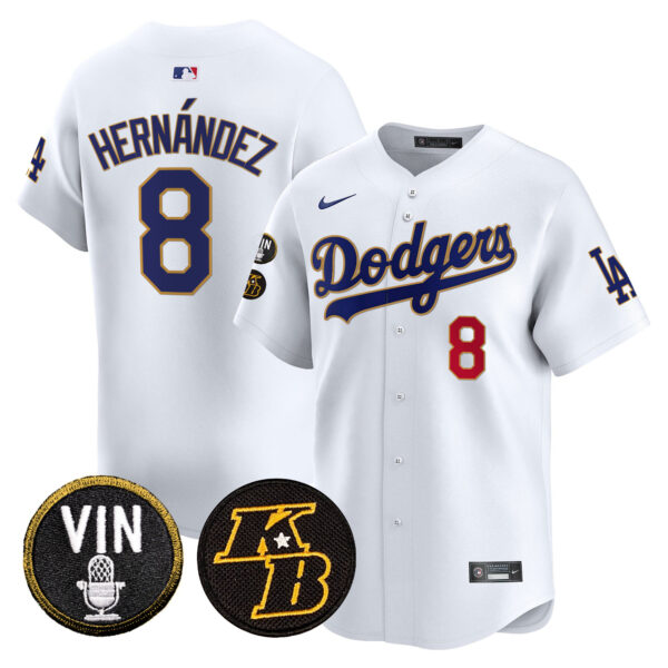 Men's Dodgers Vin & Kobe Patch Gold Trim Vapor Premier Limited Jersey - All Stitched - Image 22