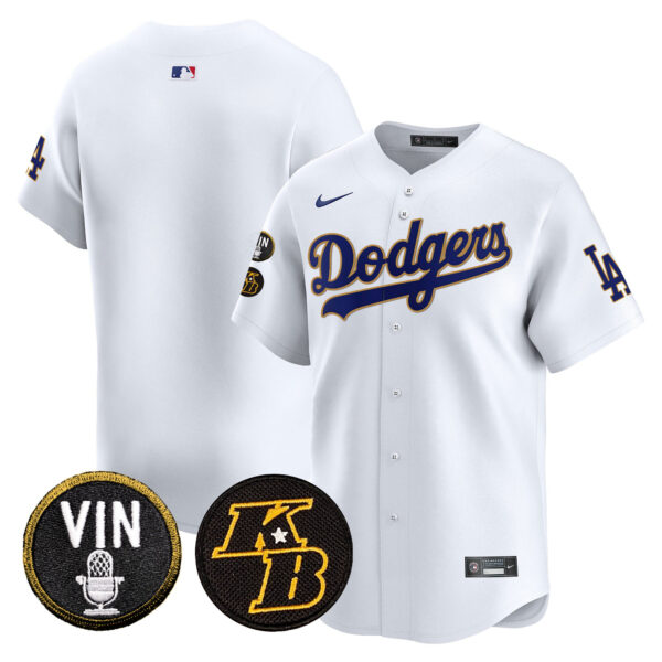 Men's Dodgers Vin & Kobe Patch Gold Trim Vapor Premier Limited Jersey - All Stitched - Image 24
