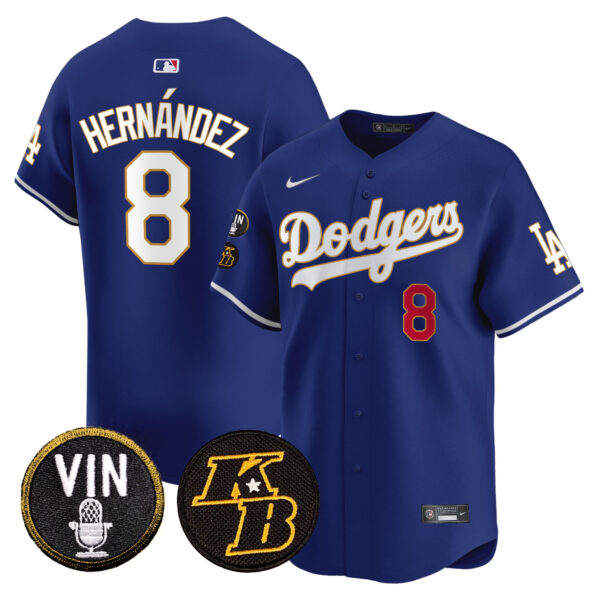 Men's Dodgers Vin & Kobe Patch Gold Trim Vapor Premier Limited Jersey - All Stitched - Image 30