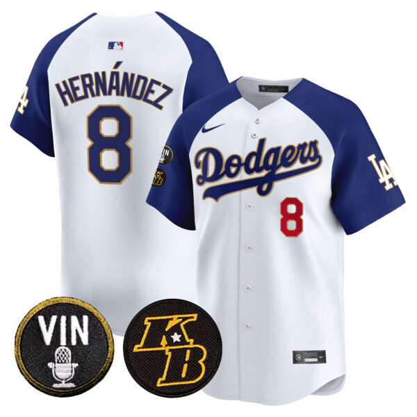 Men's Dodgers Vin & Kobe Patch Gold Trim Vapor Premier Limited Jersey - All Stitched - Image 38