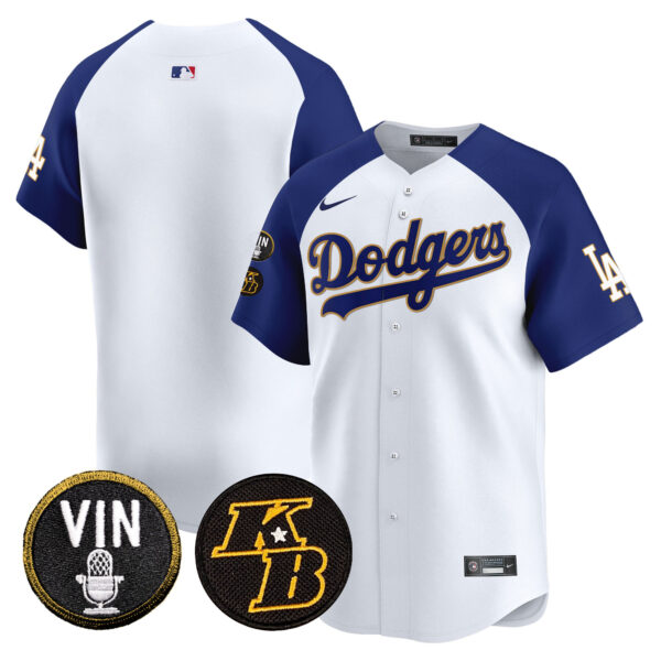 Men's Dodgers Vin & Kobe Patch Gold Trim Vapor Premier Limited Jersey - All Stitched - Image 40