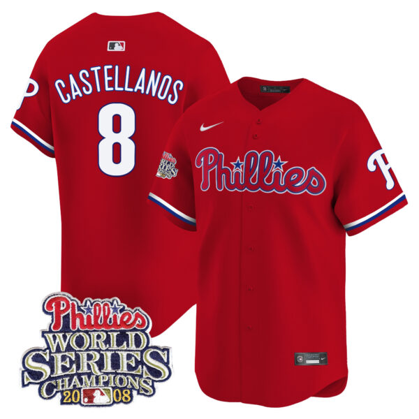 Men's Phillies 2008 World Series Champions Patch Vapor Premier Limited Jersey - All Stitched - Image 18