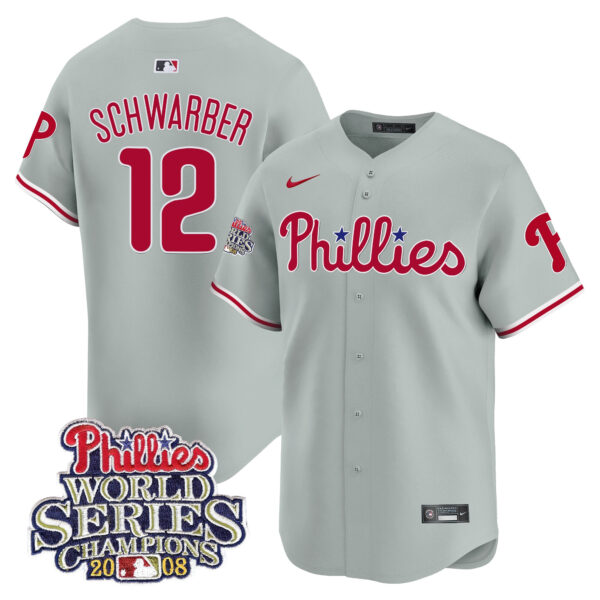 Men's Phillies 2008 World Series Champions Patch Vapor Premier Limited Jersey - All Stitched - Image 34