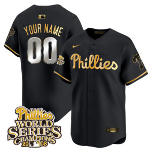 Phillies 2008 World Series Champions Patch Vapor Premier Limited Custom Jersey - All Stitched