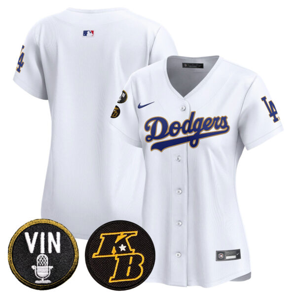 Women's Dodgers Vin & Kobe Patch Gold Trim Vapor Premier Limited Jersey - All Stitched - Image 27