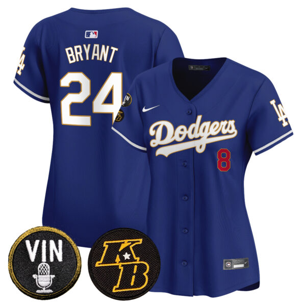 Women's Dodgers Vin & Kobe Patch Gold Trim Vapor Premier Limited Jersey - All Stitched - Image 31