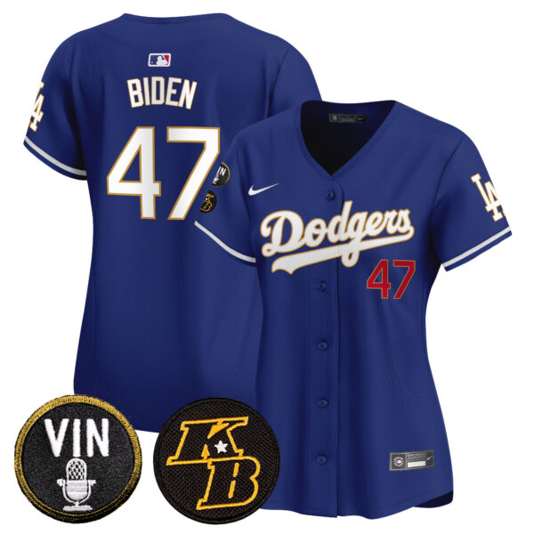Women's Dodgers Vin & Kobe Patch Gold Trim Vapor Premier Limited Jersey - All Stitched - Image 35