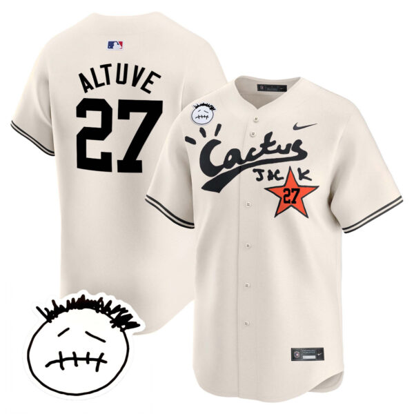 Men's Houston Astros Cactus Jack Patch Vapor Premier Limited Jersey V5 - Stitched - Image 23