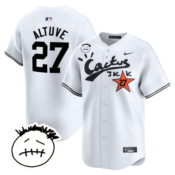 Men's Houston Astros Cactus Jack Patch Vapor Premier Limited Jersey V5 - Stitched - Image 32