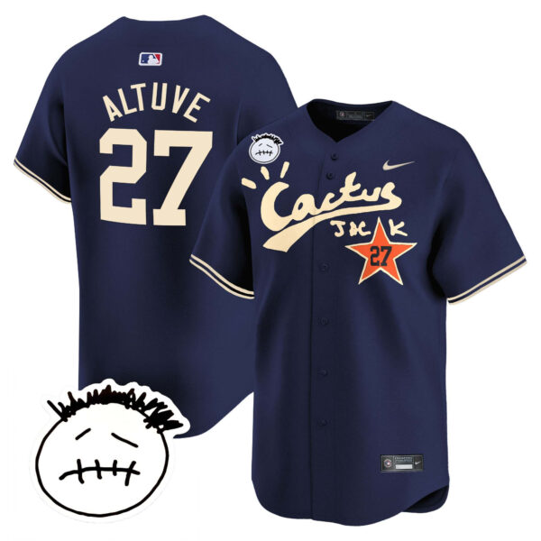 Men's Houston Astros Cactus Jack Patch Vapor Premier Limited Jersey V5 - Stitched - Image 50