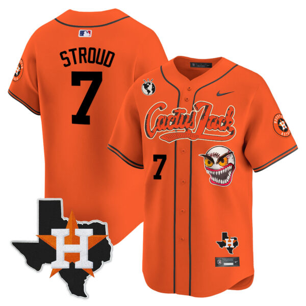 Men's Houston Astros Cactus Jack Patch Vapor Premier Limited Jersey V6 - Stitched - Image 28