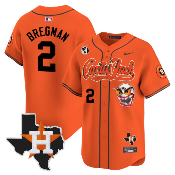 Men's Houston Astros Cactus Jack Patch Vapor Premier Limited Jersey V6 - Stitched - Image 31