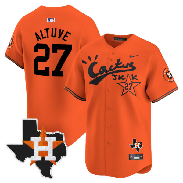 Men's Houston Astros Cactus Jack Patch Vapor Premier Limited Jersey V7 - All Stitched - Image 32
