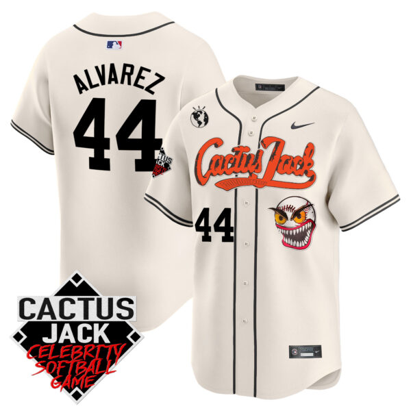 Men's Astros Cactus Jack Celebrity Softball Game Patch Vapor Premier Limited Jersey - Stitched - Image 6