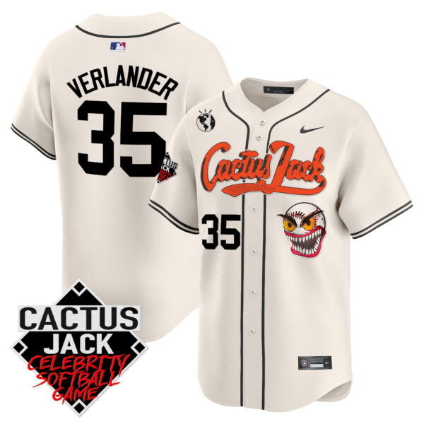 Men's Astros Cactus Jack Celebrity Softball Game Patch Vapor Premier Limited Jersey - Stitched - Image 7