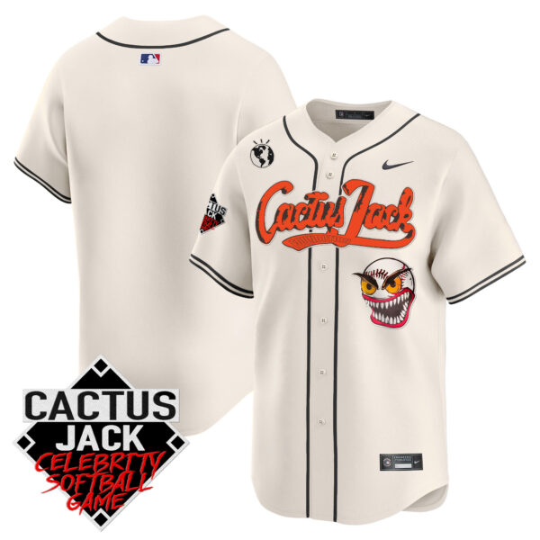 Men's Astros Cactus Jack Celebrity Softball Game Patch Vapor Premier Limited Jersey - Stitched - Image 9