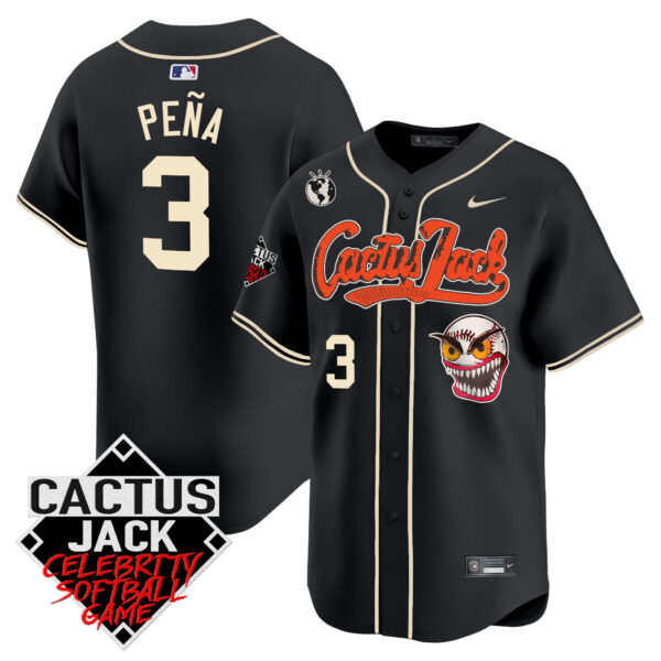 Men's Astros Cactus Jack Celebrity Softball Game Patch Vapor Premier Limited Jersey - Stitched - Image 21