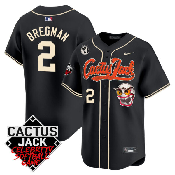 Men's Astros Cactus Jack Celebrity Softball Game Patch Vapor Premier Limited Jersey - Stitched - Image 22