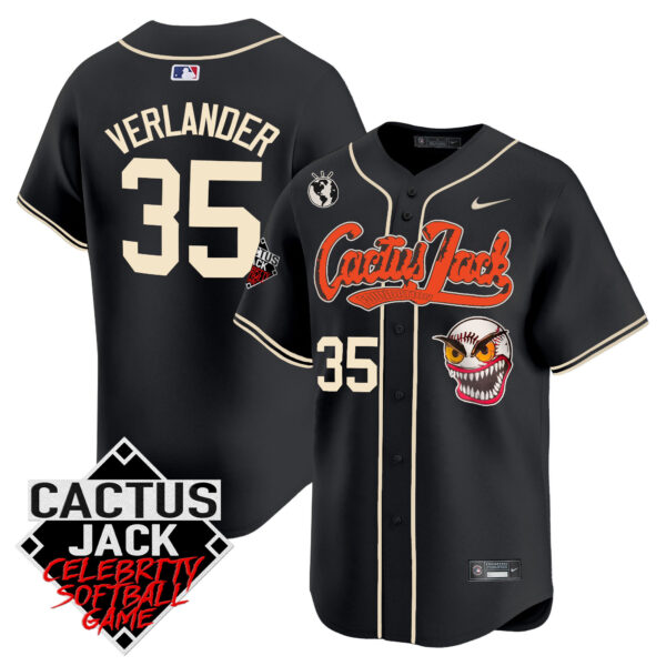 Men's Astros Cactus Jack Celebrity Softball Game Patch Vapor Premier Limited Jersey - Stitched - Image 25