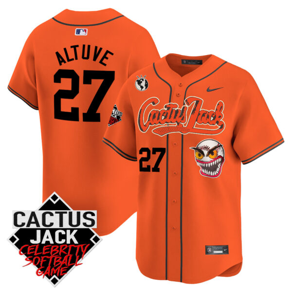 Men's Astros Cactus Jack Celebrity Softball Game Patch Vapor Premier Limited Jersey - Stitched - Image 32