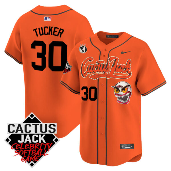 Men's Astros Cactus Jack Celebrity Softball Game Patch Vapor Premier Limited Jersey - Stitched - Image 35
