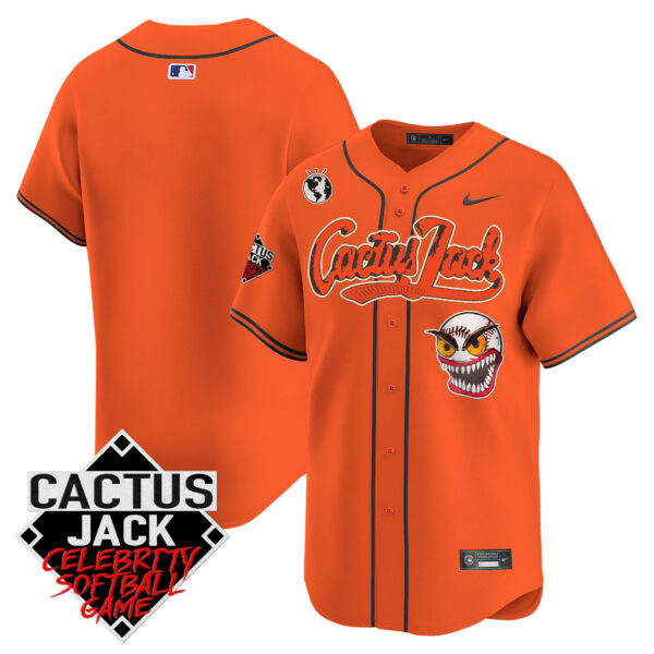 Men's Astros Cactus Jack Celebrity Softball Game Patch Vapor Premier Limited Jersey - Stitched - Image 36