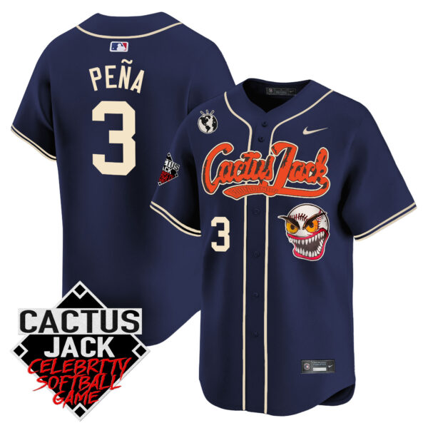 Men's Astros Cactus Jack Celebrity Softball Game Patch Vapor Premier Limited Jersey - Stitched - Image 39