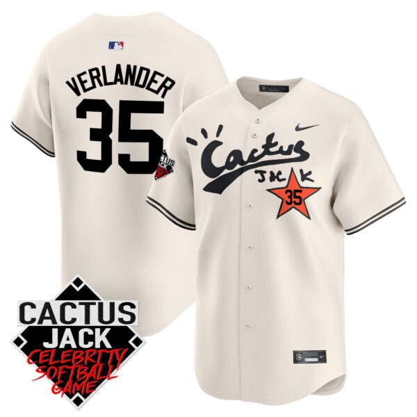 Men's Astros Cactus Jack Celebrity Softball Game Patch Vapor Premier Limited Jersey V2 - Stitched - Image 7