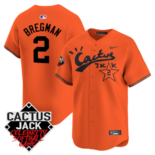 Men's Astros Cactus Jack Celebrity Softball Game Patch Vapor Premier Limited Jersey V2 - Stitched - Image 31