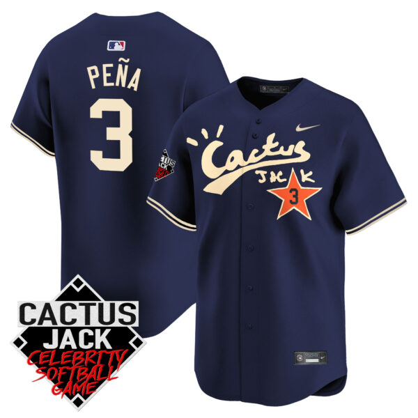 Men's Astros Cactus Jack Celebrity Softball Game Patch Vapor Premier Limited Jersey V2 - Stitched - Image 39