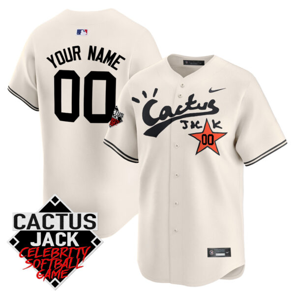 Astros Cactus Jack Celebrity Softball Game Patch Vapor Premier Limited Custom Jersey V2 - Stitched
