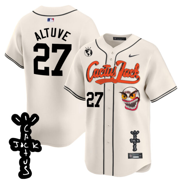 Men's Houston Astros Cactus Jack Patch Vapor Premier Limited Jersey - Stitched - Image 5