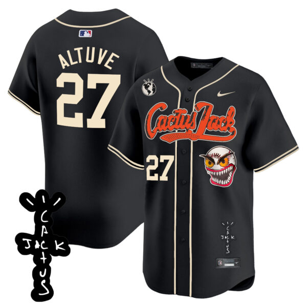 Men's Houston Astros Cactus Jack Patch Vapor Premier Limited Jersey - Stitched - Image 23
