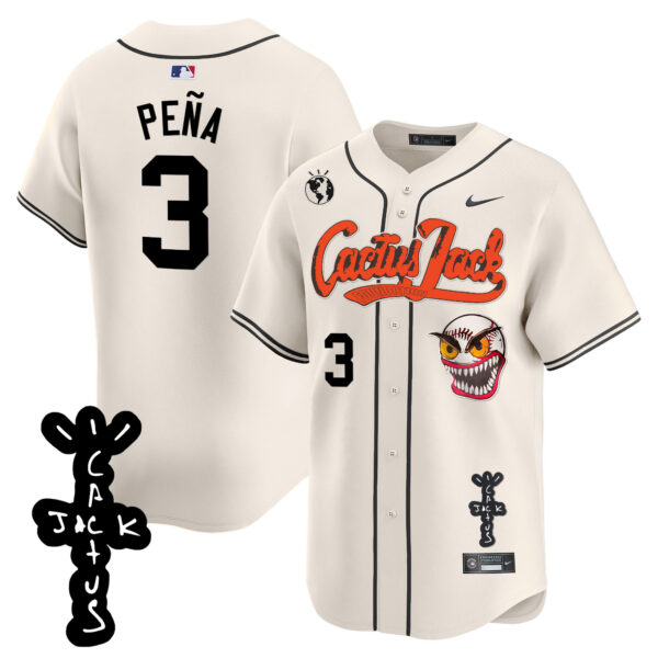 Men's Houston Astros Cactus Jack Patch Vapor Premier Limited Jersey - Stitched - Image 3