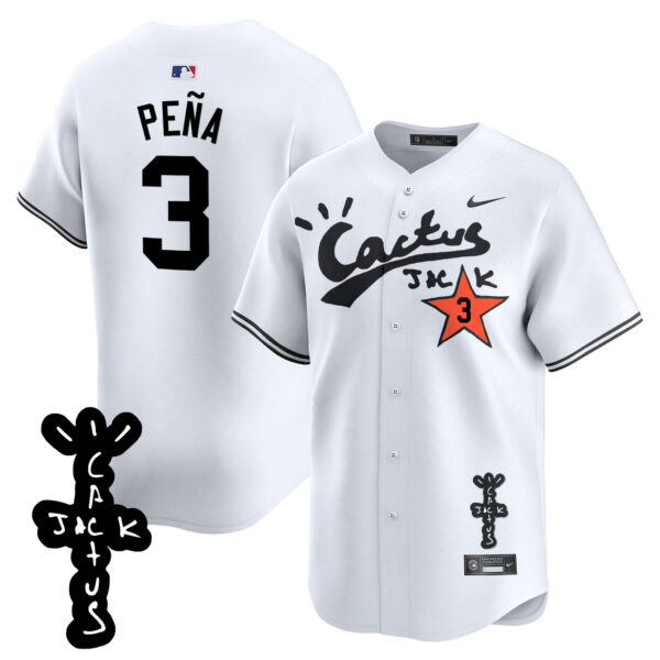 Men's Houston Astros Cactus Jack Patch Vapor Premier Limited Jersey V2 - Stitched - Image 12