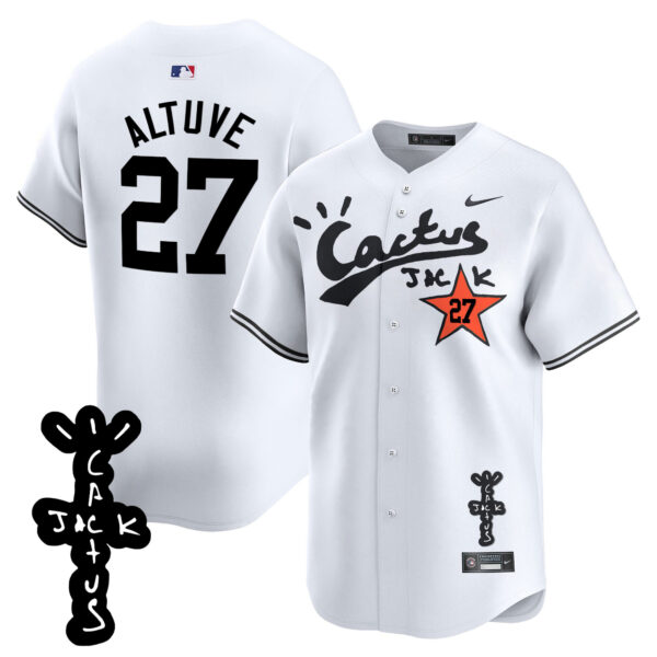 Men's Houston Astros Cactus Jack Patch Vapor Premier Limited Jersey V2 - Stitched - Image 14