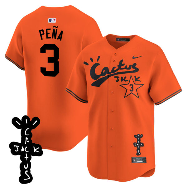 Men's Houston Astros Cactus Jack Patch Vapor Premier Limited Jersey V2 - Stitched - Image 30