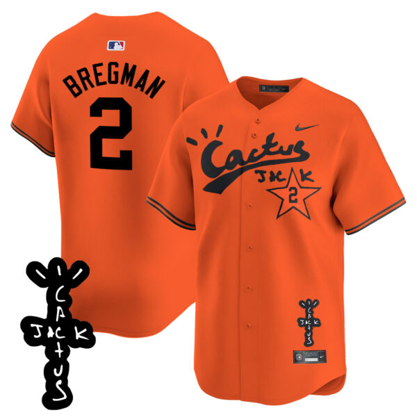 Men's Houston Astros Cactus Jack Patch Vapor Premier Limited Jersey V2 - Stitched - Image 31